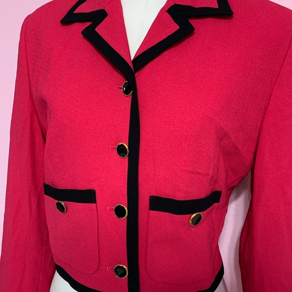 VTG Y2K bebe Fuscia Pink Blazer with Black Trim 2 - Picture 15 of 16